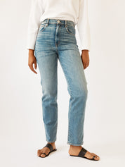SLVRLAKE | London High Rise Straight Leg Jean in Medium Blue | The UNDONE