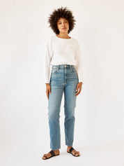 SLVRLAKE | London High Rise Straight Leg Jean in Medium Blue | The UNDONE