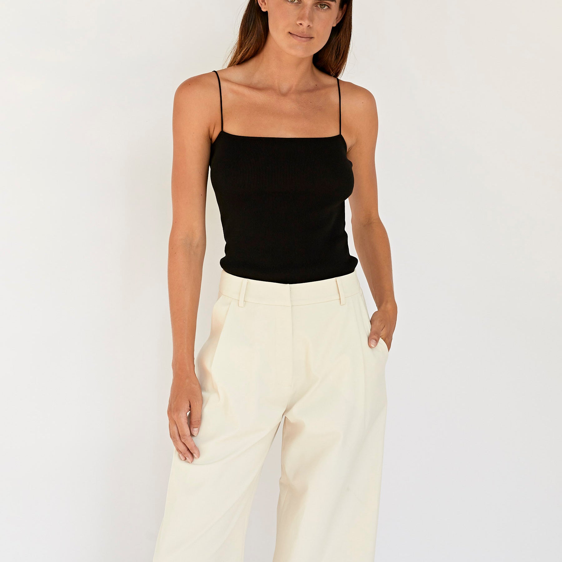 St. Agni | Fine Strap Knit Top in Black | The UNDONE