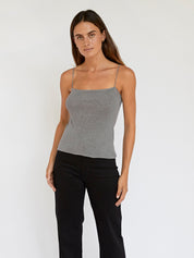 St. Agni | Fine Strap Knit Top in Grey Marle | The UNDONE