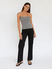 St. Agni | Fine Strap Knit Top in Grey Marle | The UNDONE