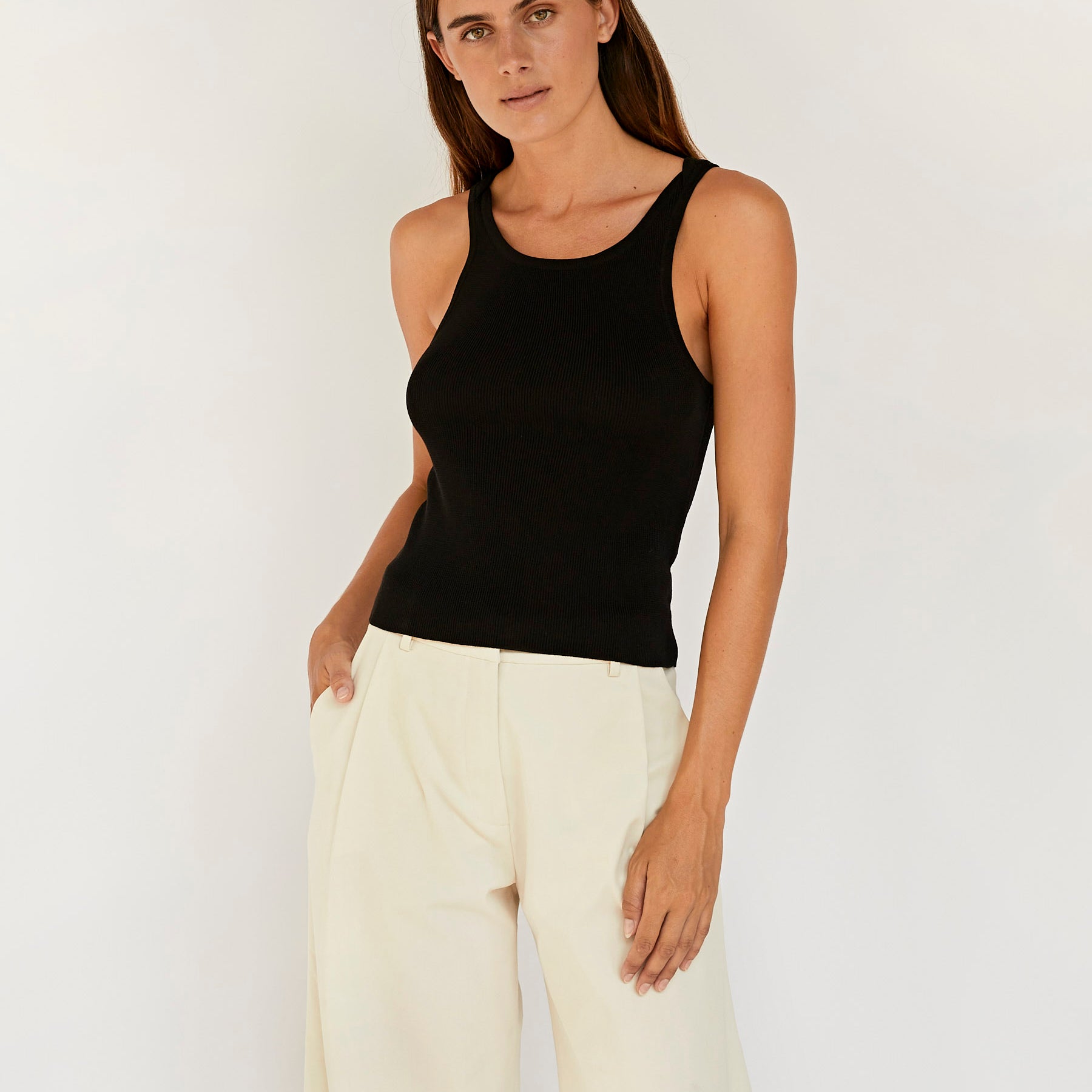 St. Agni | Knit Tank in Black | The UNDONE