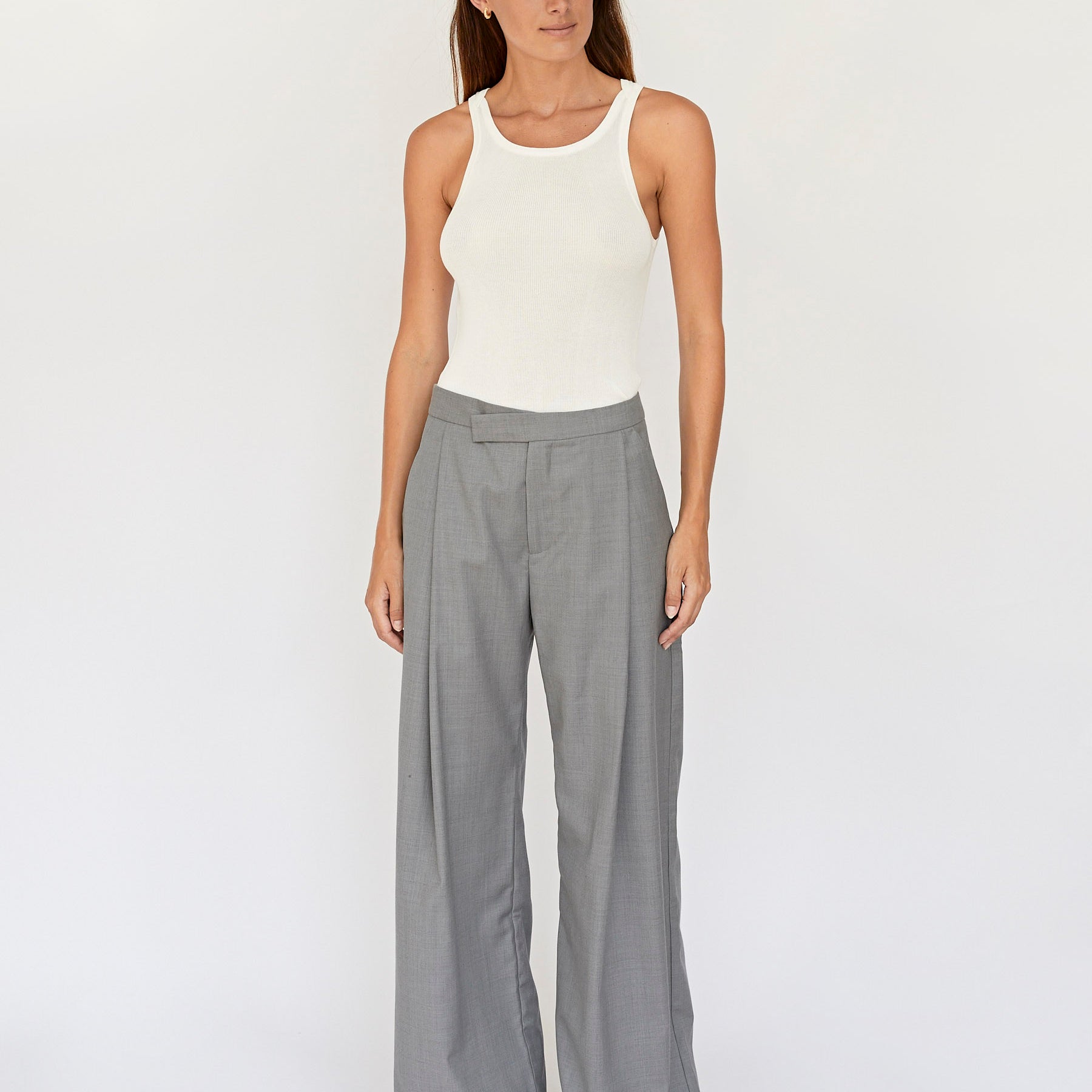 St. Agni | Overlap Waist Trouser in Grey | The UNDONE