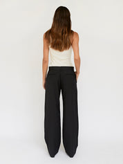 St. Agni | Pinstripe Tailored Trouser in Black | The UNDONE