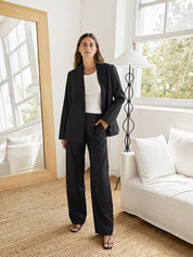 St. Agni | Pinstripe Oversized Blazer in Black | The UNDONE