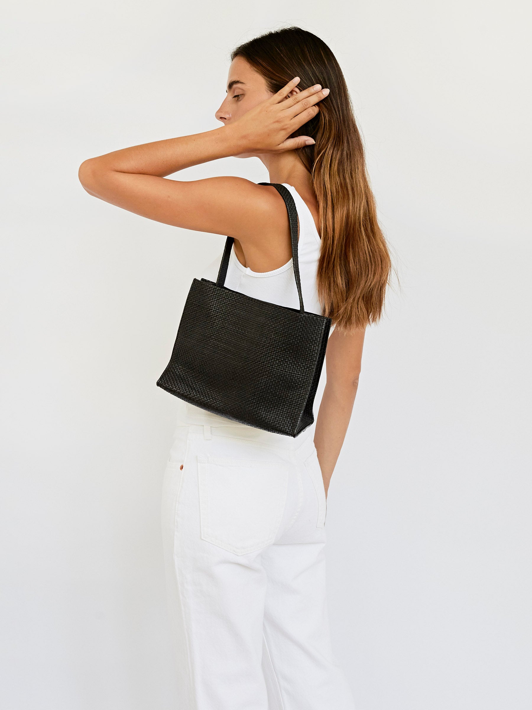 St. Agni | Woven Minimal Mini Tote in Black | The UNDONE