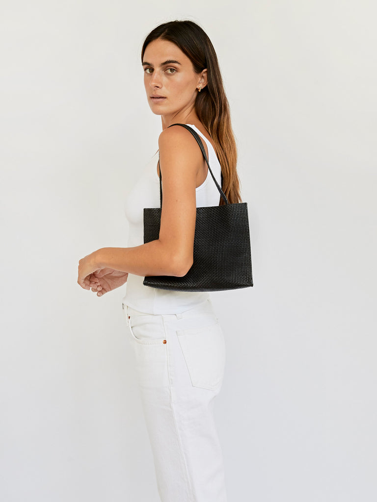 St. Agni, Woven Minimal Mini Tote in Black