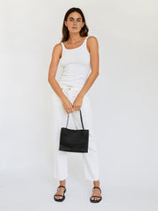 St. Agni | Woven Minimal Mini Tote in Black | The UNDONE