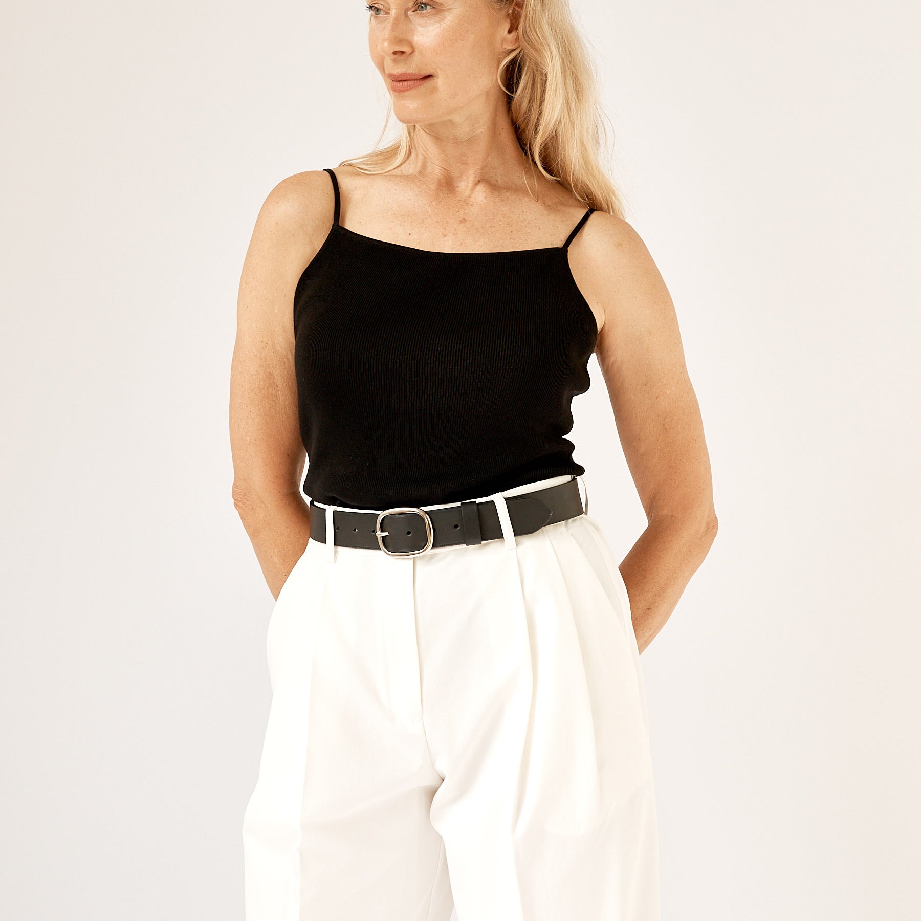 St. Agni | 90s Knit Slip Cami in Black | The UNDONE