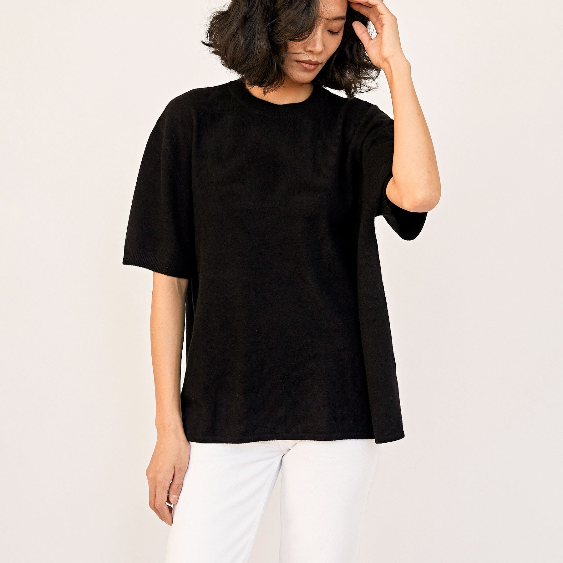 St. Agni | Cashmere Copain Tee in Black | The UNDONE