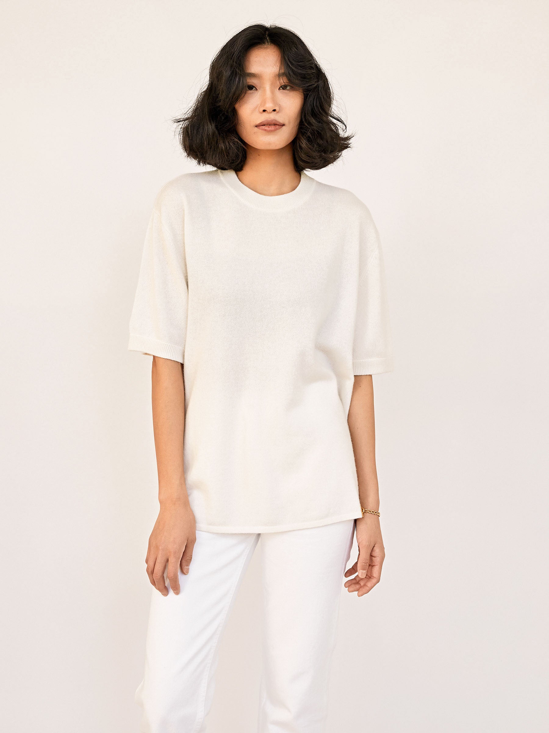 St. Agni | Cashmere Copain Tee in Chalk | The UNDONE