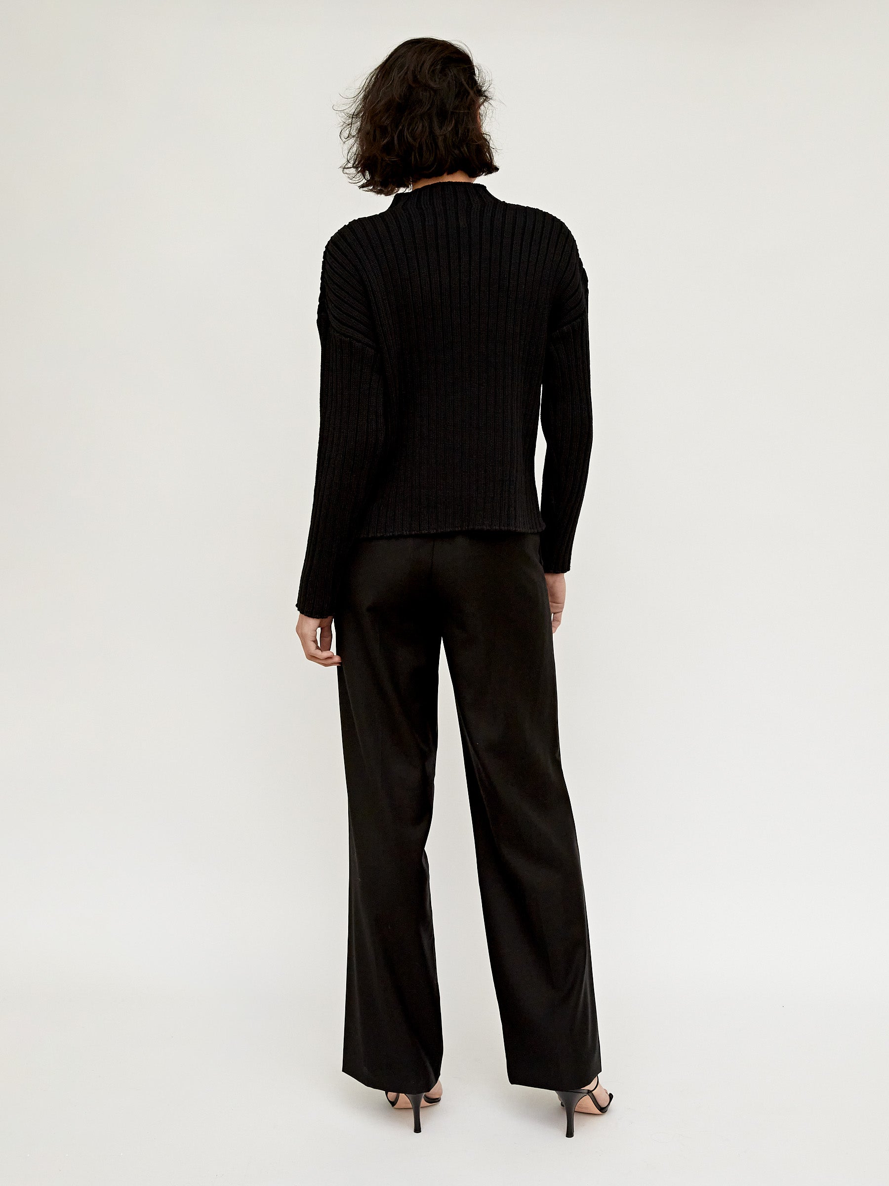 St. Agni | Black Cotton Rib Knit Jumper | The UNDONE