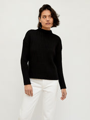 St. Agni | Black Cotton Rib Knit Jumper | The UNDONE