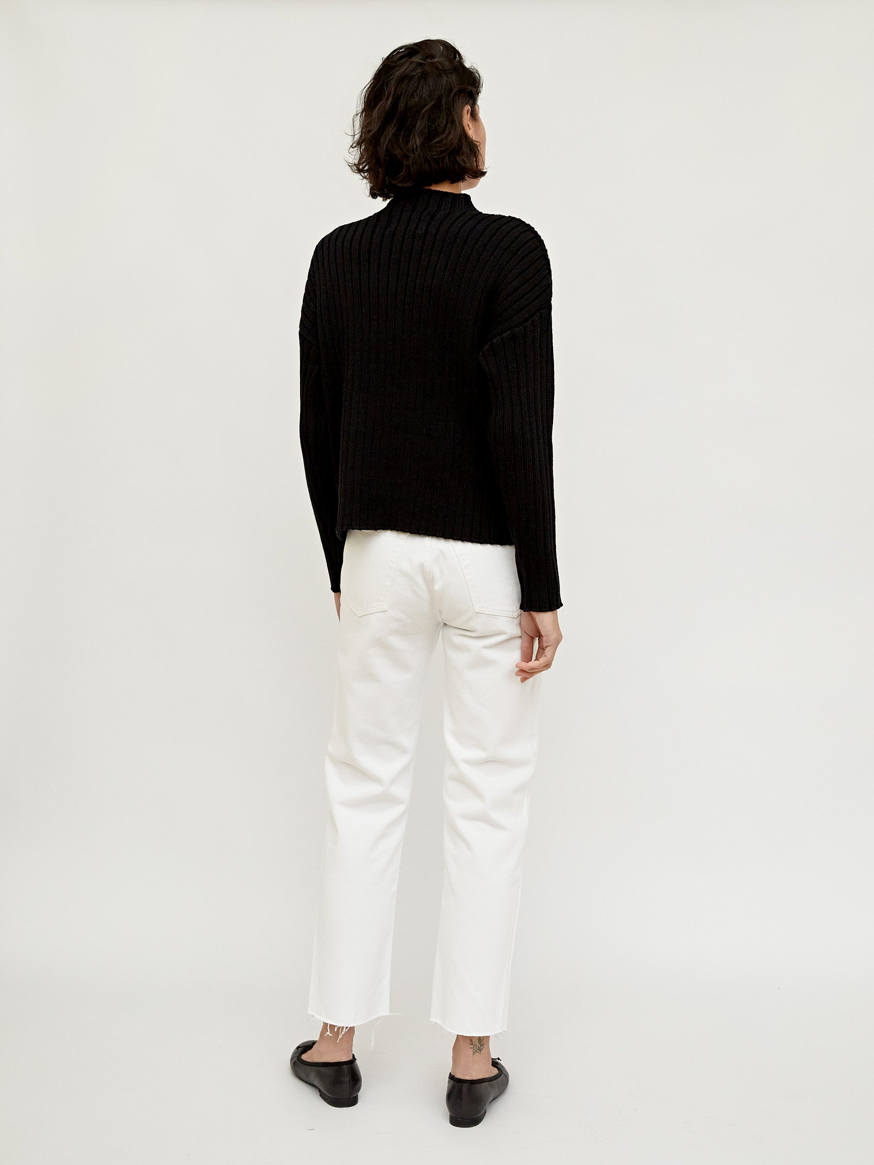 St. Agni | Black Cotton Rib Knit Jumper | The UNDONE