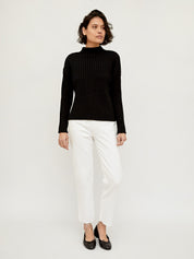 St. Agni | Black Cotton Rib Knit Jumper | The UNDONE