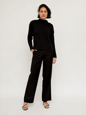 St. Agni | Black Cotton Rib Knit Jumper | The UNDONE