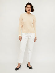St. Agni | Ecru Cotton Rib Knit Jumper | The UNDONE