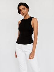 St. Agni | Crew Neck Knit Tank in Black | The UNDONE