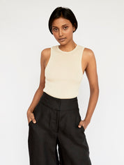 St. Agni | Crew Neck Knit Tank in Ecru | The UNDONE