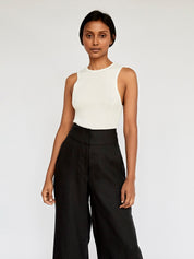 St. Agni | Crew Neck Knit Tank in White | The UNDONE