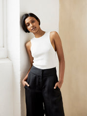 St. Agni | Crew Neck Knit Tank in White | The UNDONE