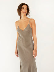 St. Agni | Cupro Bias Slip Dress in Castor Grey | The UNDONE