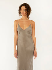 St. Agni | Cupro Bias Slip Dress in Castor Grey | The UNDONE