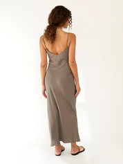 St. Agni | Cupro Bias Slip Dress in Castor Grey | The UNDONE