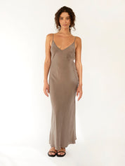 St. Agni | Cupro Bias Slip Dress in Castor Grey | The UNDONE