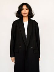 St. Agni | Black Double Breasted Wool Coat | The UNDONE