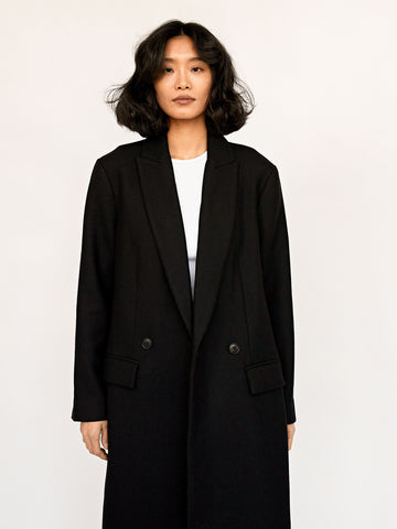 St. Agni | Black Double Breasted Wool Coat | The UNDONE by St. Agni