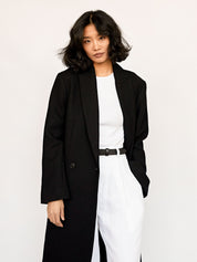 St. Agni | Black Double Breasted Wool Coat | The UNDONE