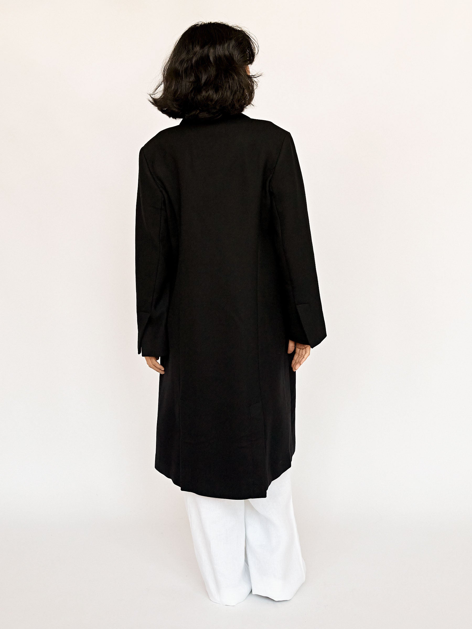 St. Agni | Black Double Breasted Wool Coat | The UNDONE