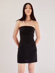 St. Agni | Fold Detail Mini Dress in Black | The UNDONE