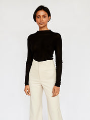 St. Agni | L/S High Neck Knit Top in Black | The UNDONE