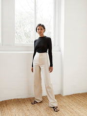 Wynn Hamlyn | Ally High Waisted Trouser in Natural | The UNDONE