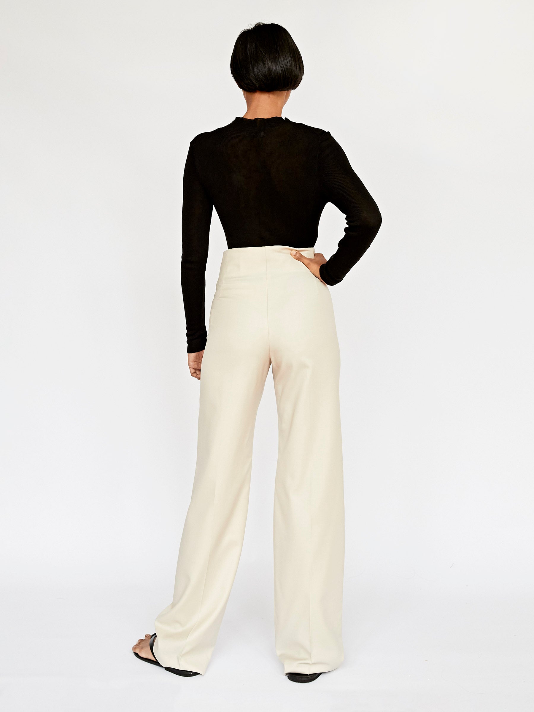 Wynn Hamlyn | Ally High Waisted Trouser in Natural | The UNDONE