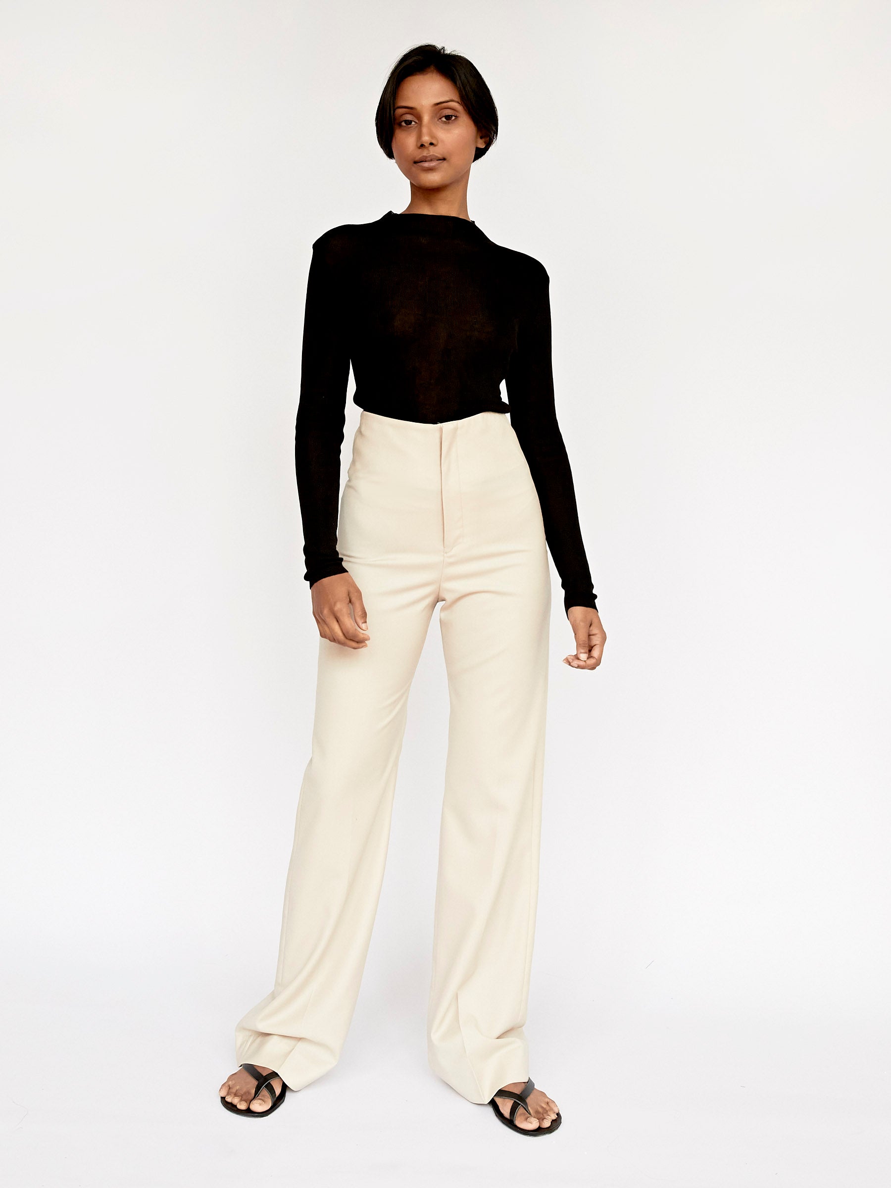 Wynn Hamlyn | Ally High Waisted Trouser in Natural | The UNDONE