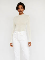 St. Agni | L/S High Neck Knit Top in White | The UNDONE