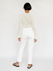 St. Agni | L/S High Neck Knit Top in White | The UNDONE