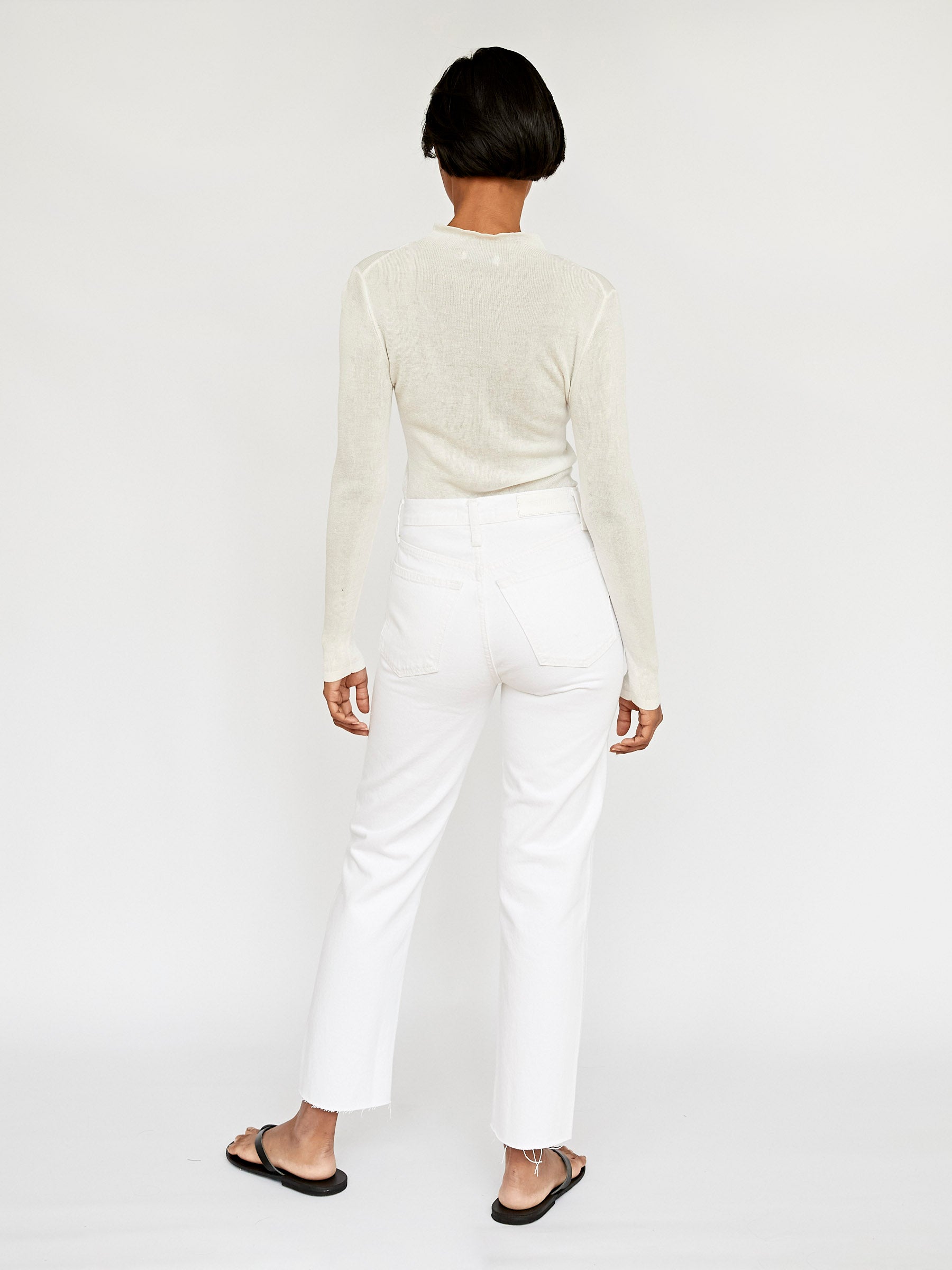 St. Agni | L/S High Neck Knit Top in White | The UNDONE
