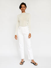 St. Agni | L/S High Neck Knit Top in White | The UNDONE