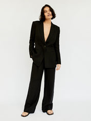 St. Agni | Linen Silhouette Blazer in Black | The UNDONE