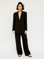 St. Agni | Linen Silhouette Blazer in Black | The UNDONE