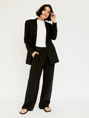 St. Agni | Linen Silhouette Blazer in Black | The UNDONE