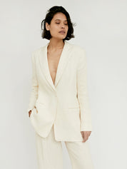 St. Agni | Linen Silhouette Blazer in Ivory | The UNDONE
