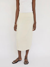 St. Agni | Low Waist Pencil Skirt in Cool White | The UNDONE