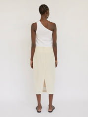 St. Agni | Low Waist Pencil Skirt in Cool White | The UNDONE