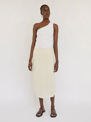 St. Agni | Low Waist Pencil Skirt in Cool White | The UNDONE