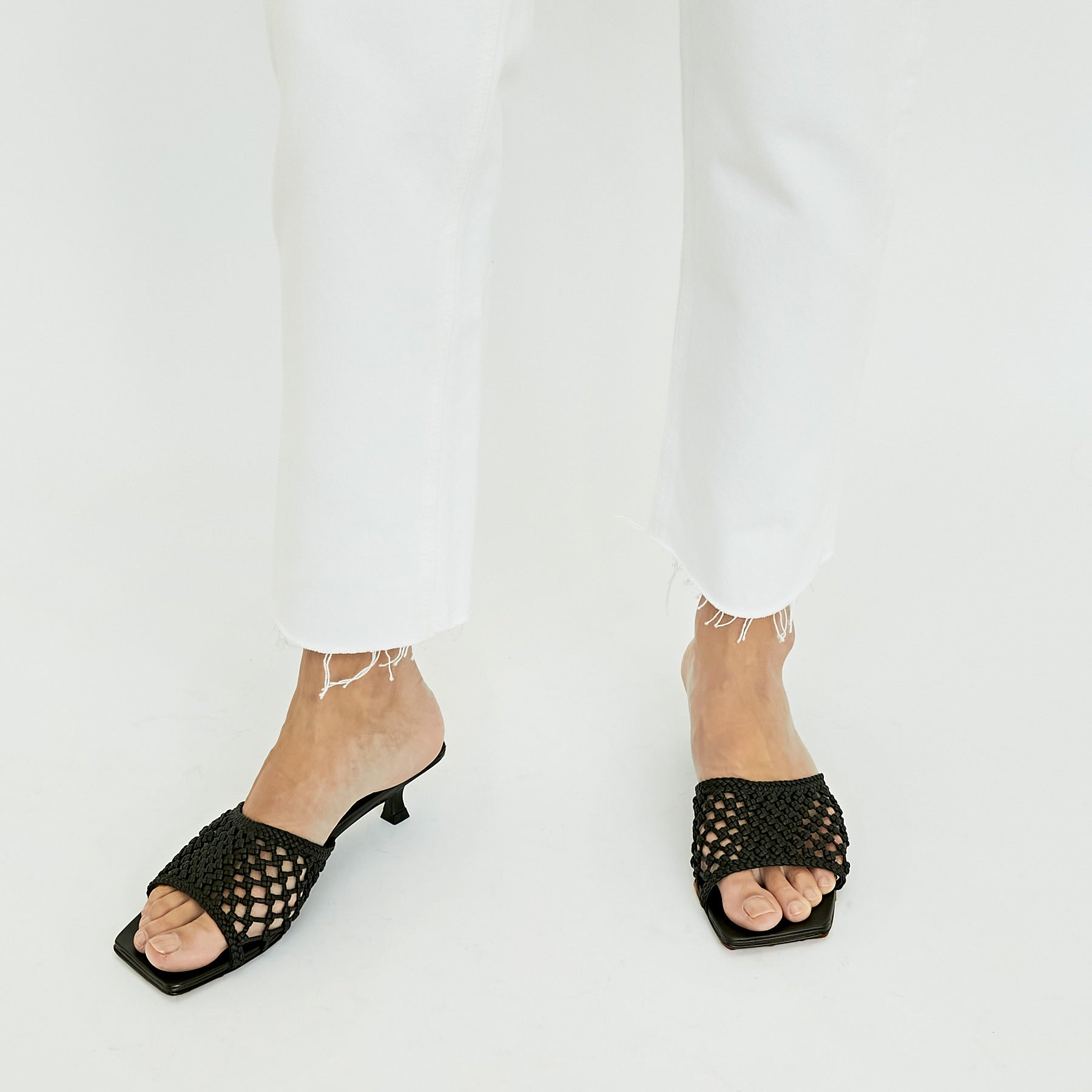 St. Agni | Black Macrame Kitten Heel | The UNDONE